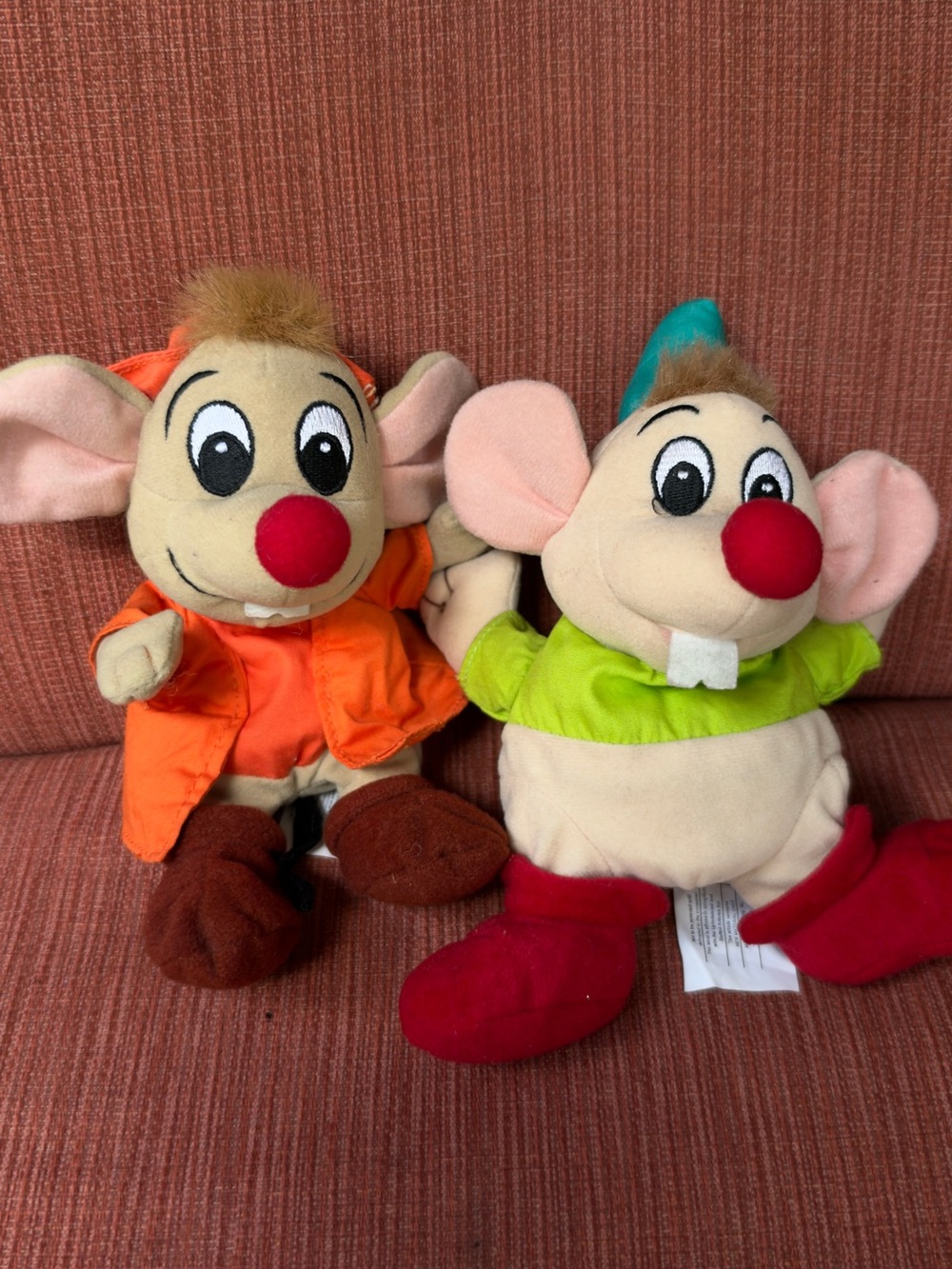 Vintage Disney Store Cinderella Jaq & Gus Gus Mouse Plush Pair Lot of 2